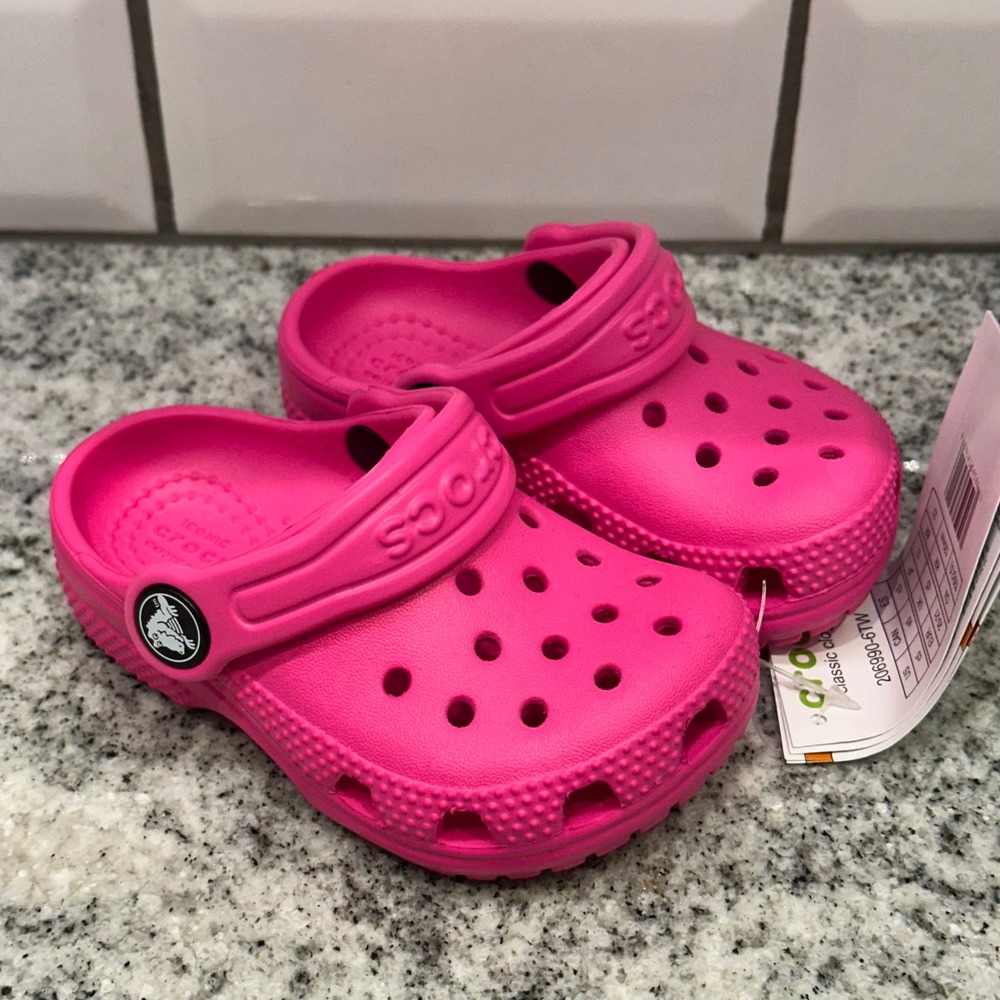 Crocs Kids C5 Classic Clog T Pink Crush Toddler Slip On Water Shoes 206990-6TW